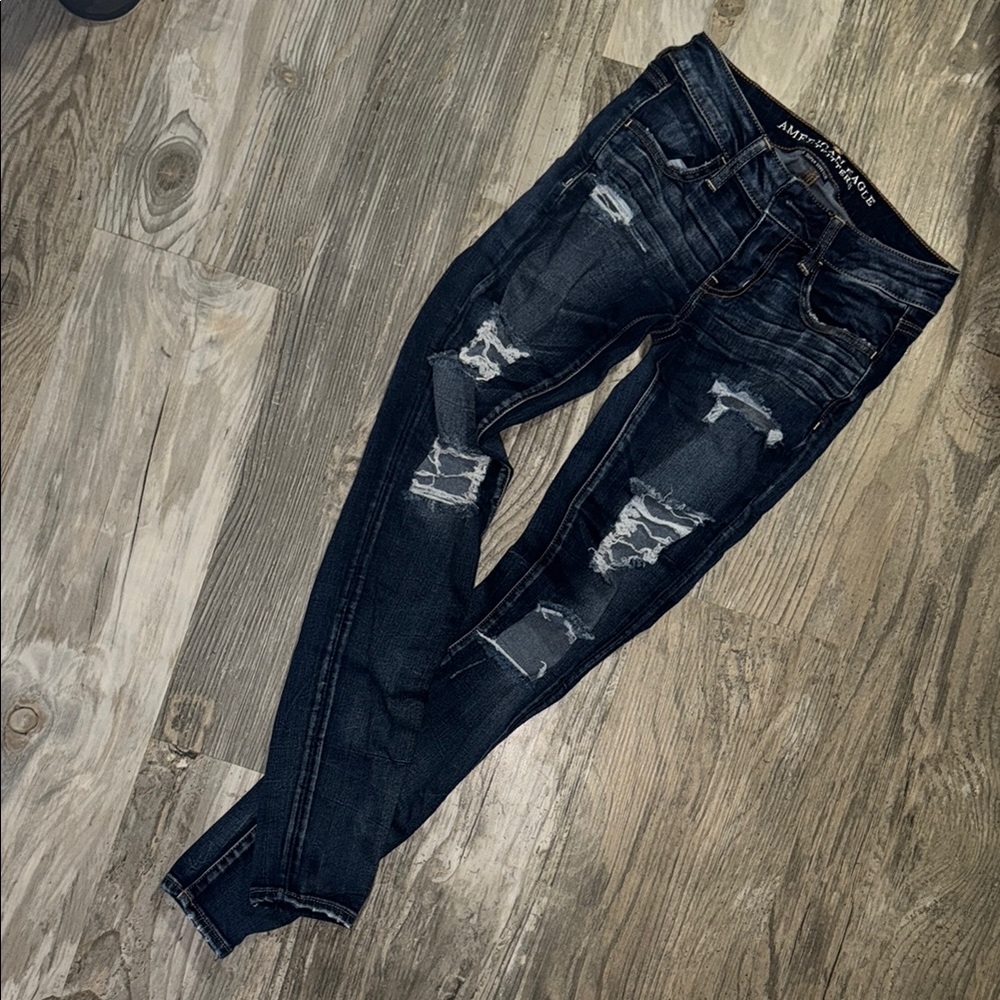 American Eagle Outfitters Blue Skinny Jeans Distressed
